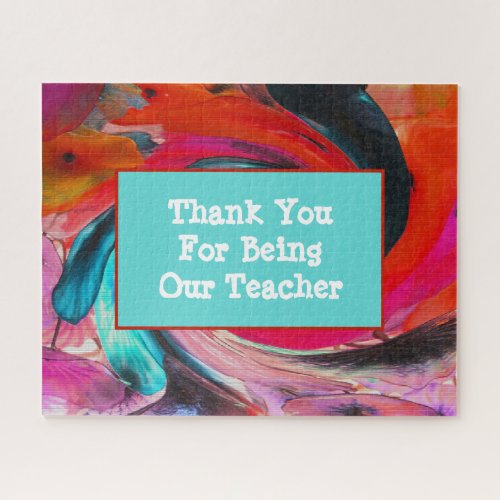 Teacher Appreciation Vivid Swirled Tie Dye Thanks Jigsaw Puzzle