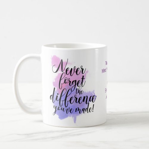 Teacher Appreciation Watercolor Never Forget  Coffee Mug