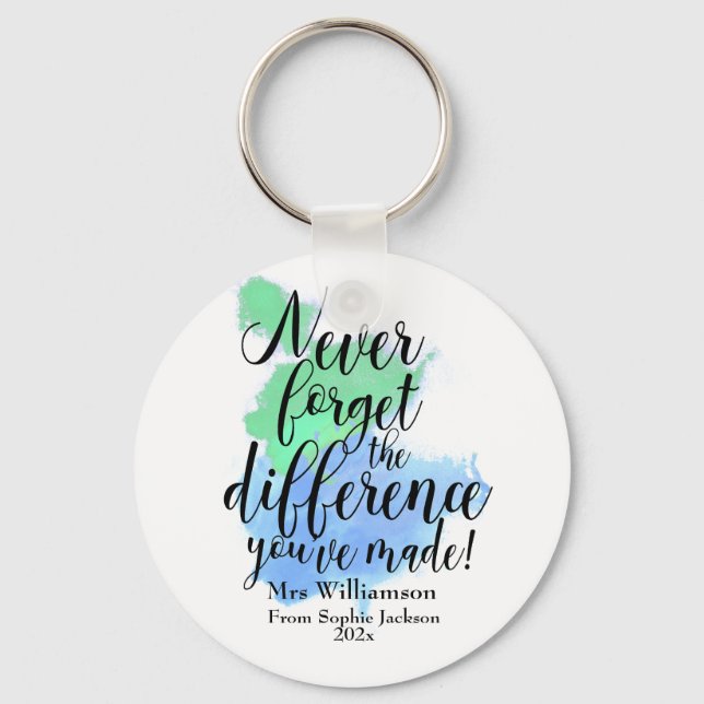  Teacher Appreciation Watercolor Quote Keychain (Front)