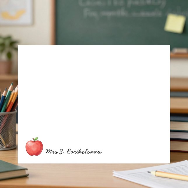 Teacher Appreciation Watercolor Red Apple  Note Card (Creator Uploaded)