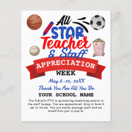 Teacher Appreciation Week All Star PTO Itinerary Flyer