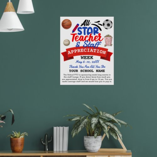 Teacher Appreciation Week All Star PTO Itinerary Poster