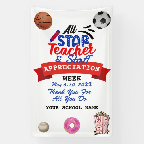 Teacher Appreciation Week All Star School Name Banner