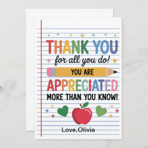 Teacher Appreciation Week – Heartfelt Gratitude Thank You Card