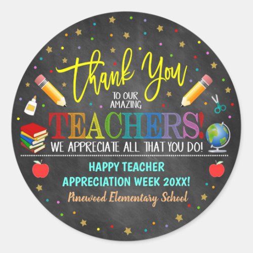 Teacher Appreciation Week Party Decor Classic Round Sticker