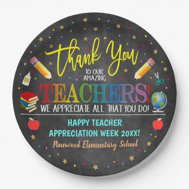 Teacher Appreciation Week Party Decor  Paper Plates (Front)