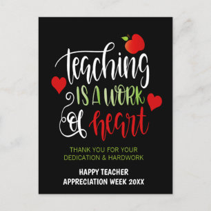 Teacher Appreciation Week Party Decor THANK YOU Postcard
