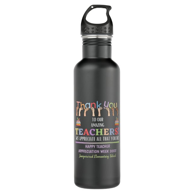 Teacher Appreciation Week Stainless Steel Water Bottle (Front)