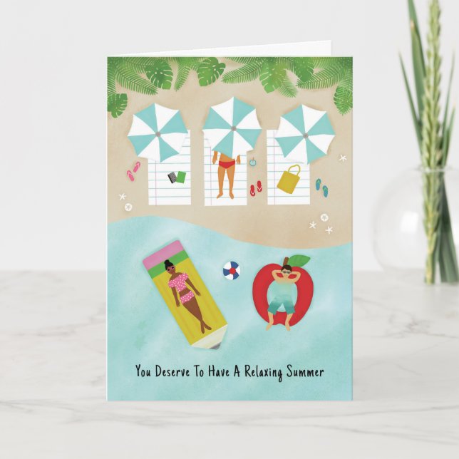 Teacher Appreciation Week Summer Beach Vacation Thank You Card (Front)