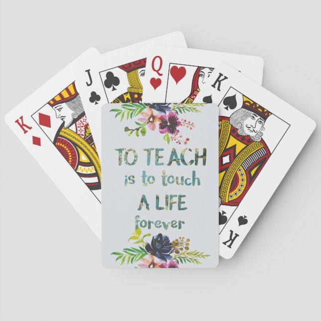 Teacher Appreciation Week Teacher Quote Typography Poker Cards (Back)