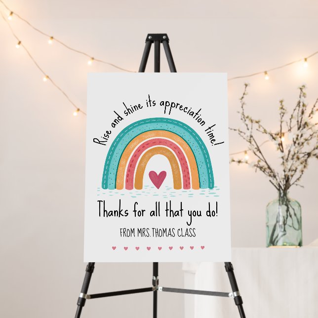 Teacher Appreciation Welcome Sign – Rainbow Design (In Situ (Stand))