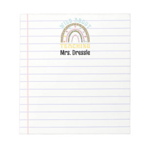 Teacher appreciation wild about teaching rainbow notepad
