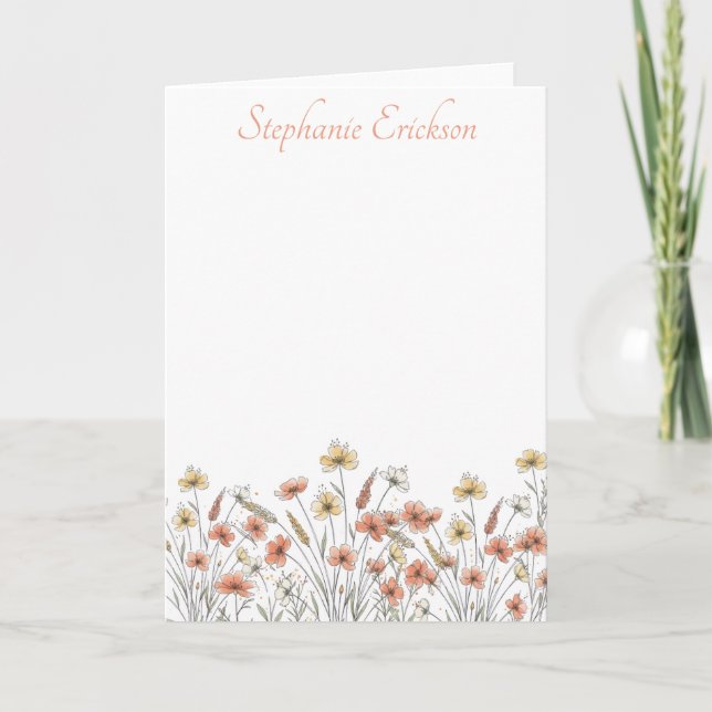 Teacher Appreciation Wildflower Botanical Floral Note Card (Front)