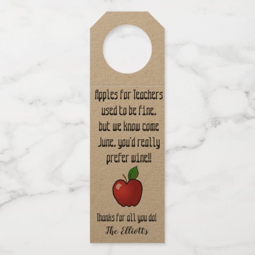 TEACHER Appreciation  Wine Bottle Tags set of 6