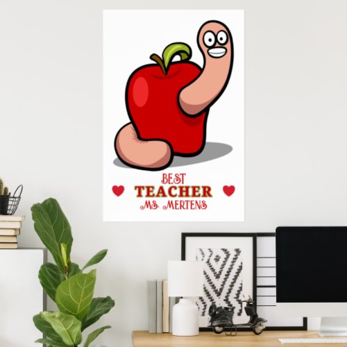 Teacher Appreciation Worm in Apple Add Name Poster