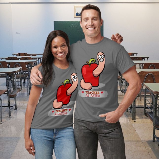 Teacher Appreciation Worm in Apple Add Name Unisex T-Shirt (Teacher Appreciation Worm in Apple Add Name Unisex T-Shirt)