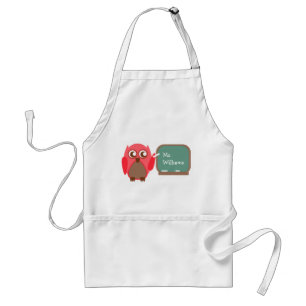 Teacher Apron - Red Owl At Chalkboard
