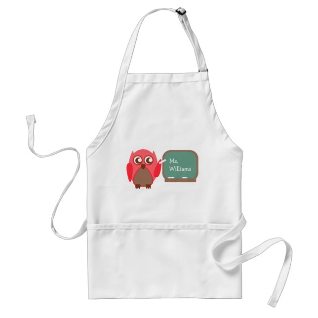 Teacher Apron - Red Owl At Chalkboard (Front)