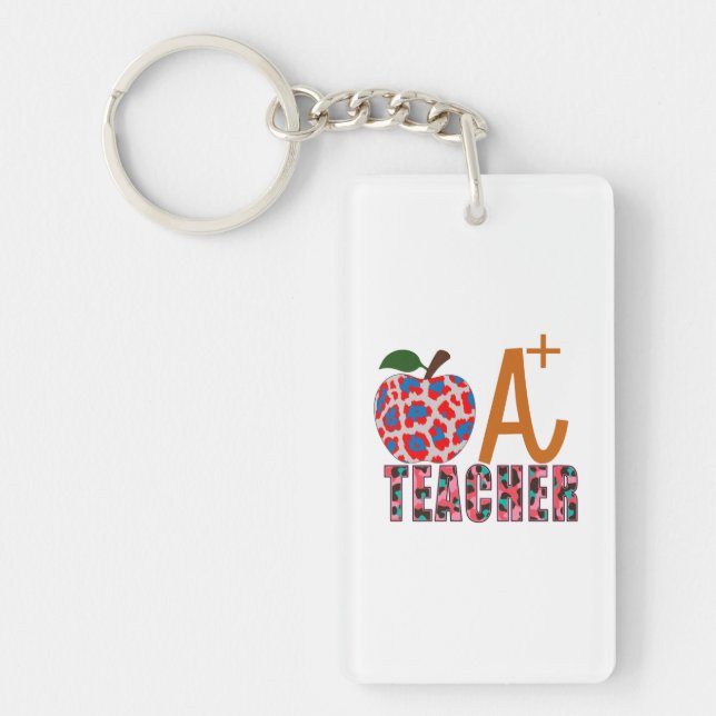 Teacher Art Apple A Plus Teacher Keychain (Front)