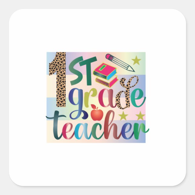 Teacher Art First Grade Teacher Square Sticker (Front)
