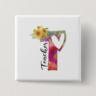Teacher Art Flower Teacher Button