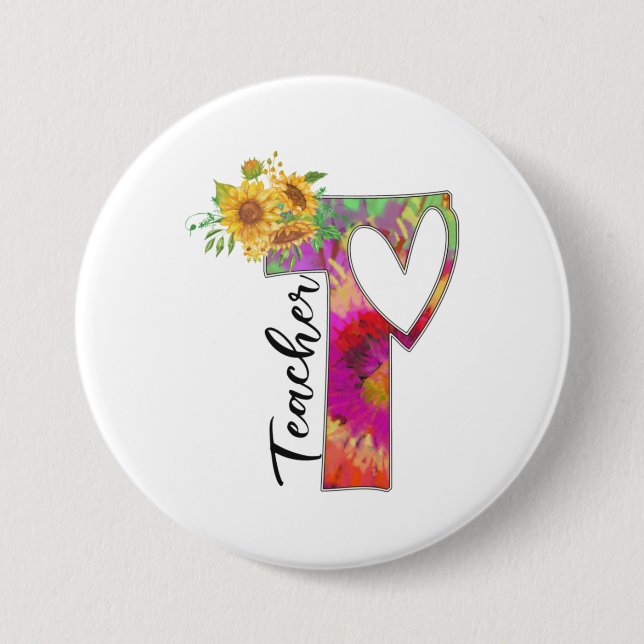 Teacher Art Flower Teacher Button (Front)