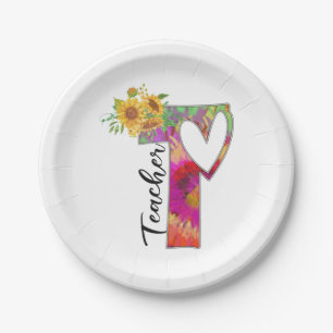 Teacher Art Flower Teacher Paper Plates