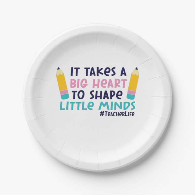 Teacher Art It Takes A Big Heart Paper Plates (Front)