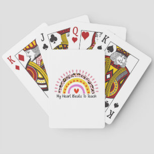 Teacher Art My Heart Beats To Teach Poker Cards