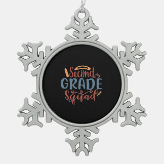 Teacher Art Second Grade Squad Snowflake Pewter Christmas Ornament