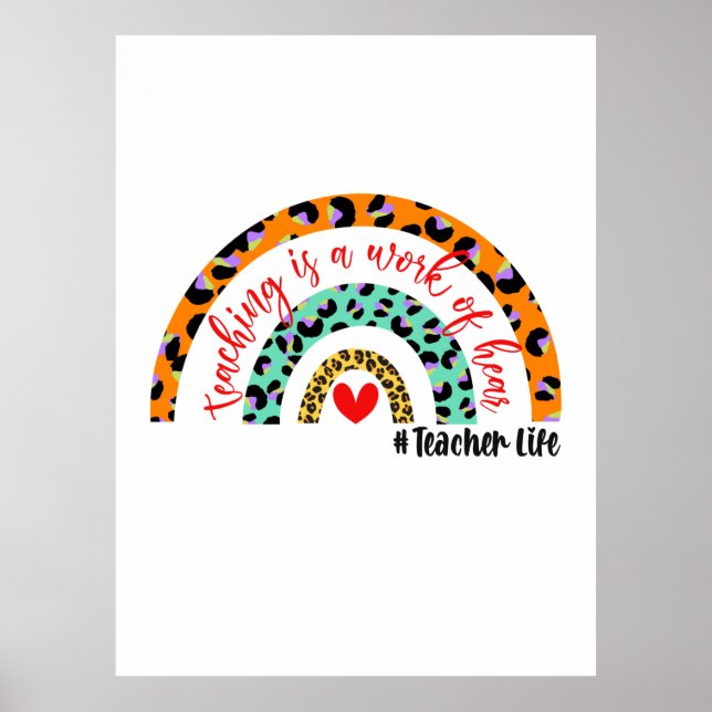 Teacher Art Teaching Is A Work Of Heart Poster (Front)