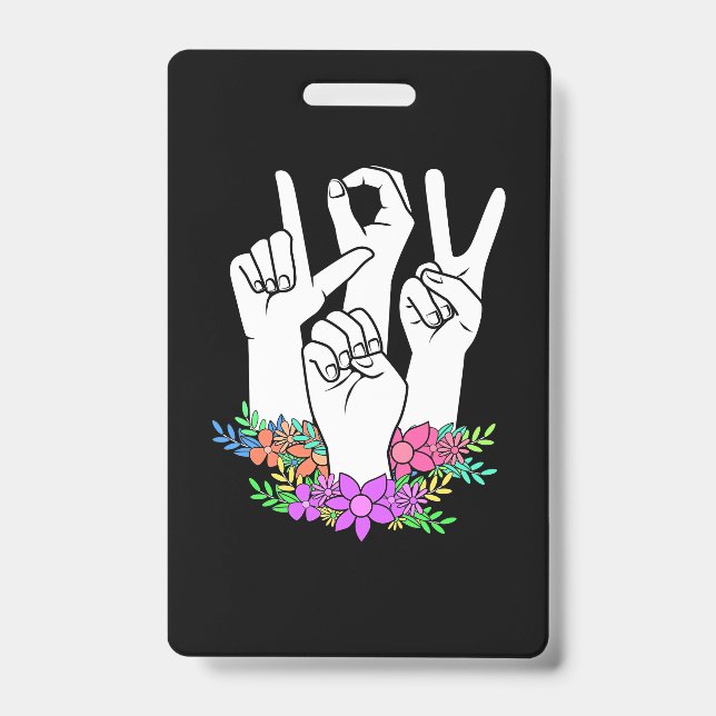 Teacher ASL Hand Sign Badge (Front)