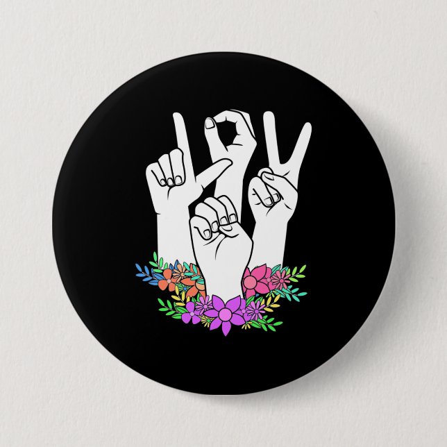 Teacher ASL Hand Sign Button (Front)