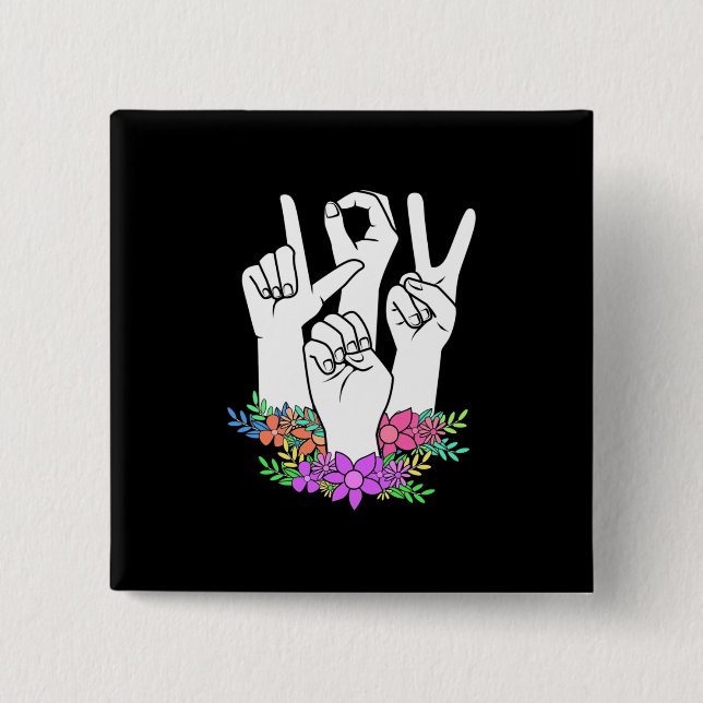 Teacher ASL Hand Sign Button (Front)
