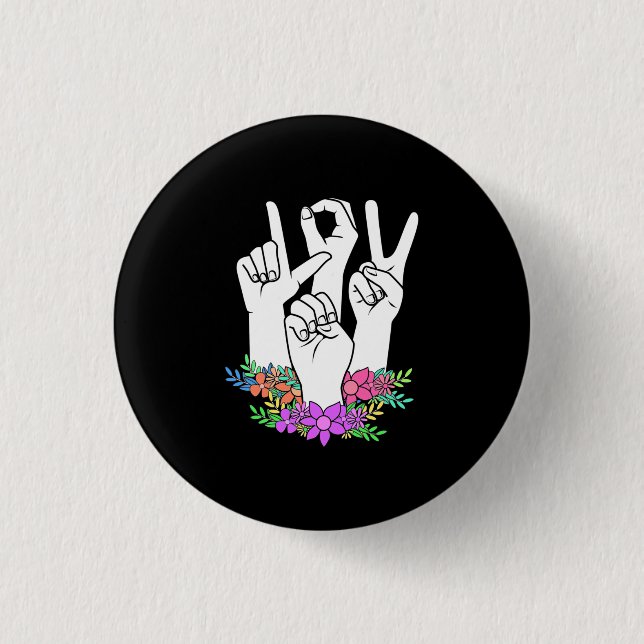 Teacher ASL Hand Sign Button (Front)