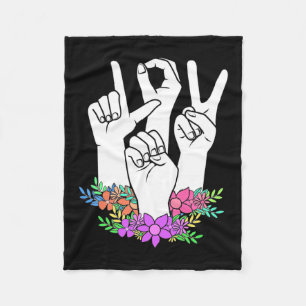 Teacher ASL Hand Sign Fleece Blanket
