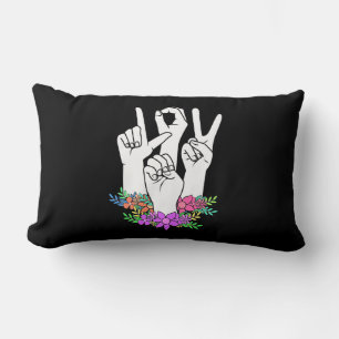 Teacher ASL Hand Sign Lumbar Pillow