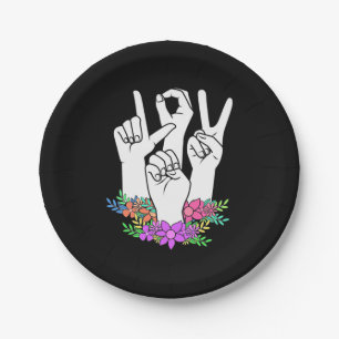 Teacher ASL Hand Sign Paper Plates