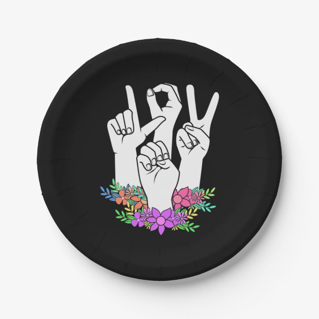 Teacher ASL Hand Sign Paper Plates (Front)