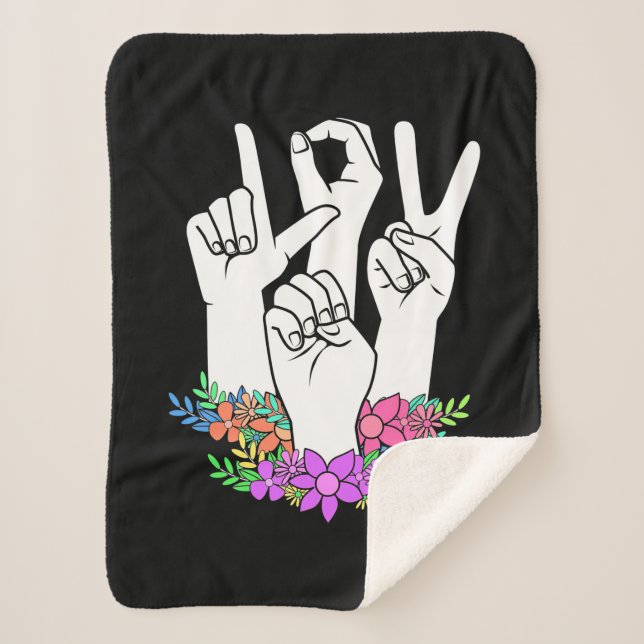 Teacher ASL Hand Sign Sherpa Blanket (Front)