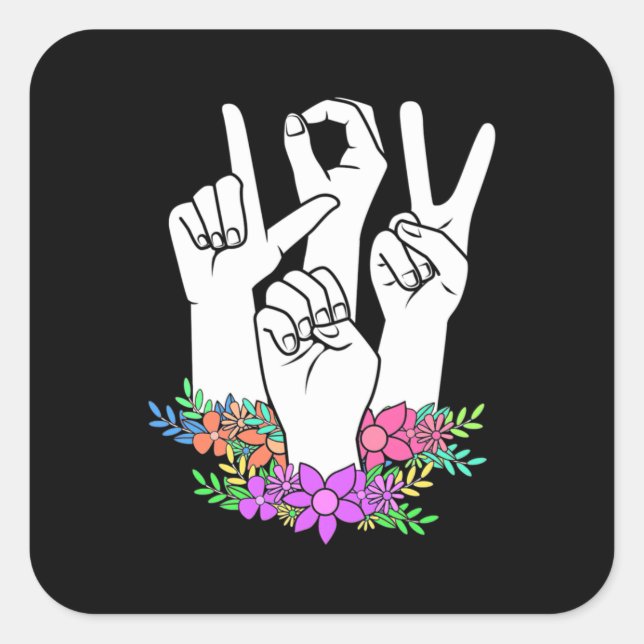 Teacher ASL Hand Sign Square Sticker (Front)