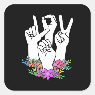 Teacher ASL Hand Sign Square Sticker