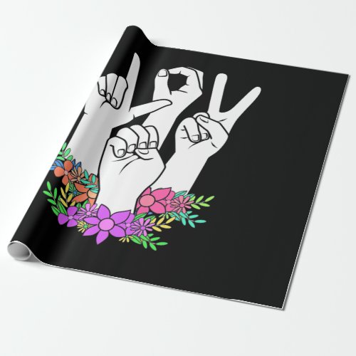 Teacher ASL Hand Sign Wrapping Paper