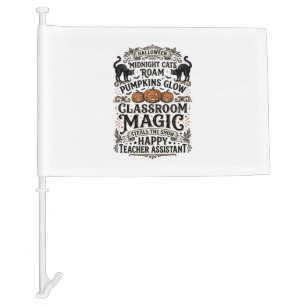Teacher Assistant Halloween Shirt with Black Cats Car Flag