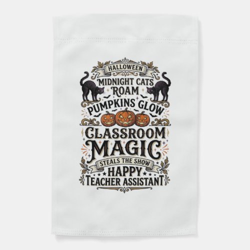 Teacher Assistant Halloween Shirt with Black Cats Garden Flag