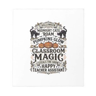 Teacher Assistant Halloween Shirt with Black Cats Notepad