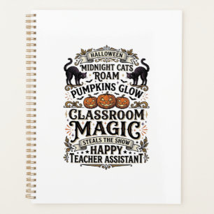 Teacher Assistant Halloween Shirt with Black Cats Planner