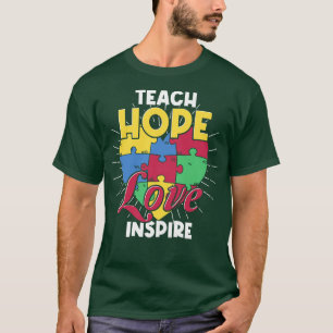 Teacher Autism Support Puzzle Piece Heart Autism A T-Shirt