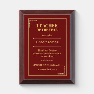 Teacher Award Plaque