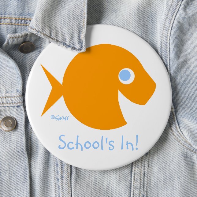 Teacher Back To Class School's In Cute Goldfish Pinback Button (In Situ)